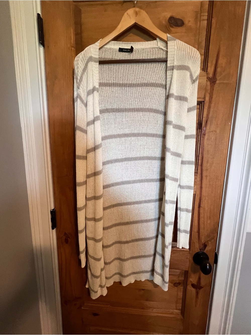 Doe & Rae Cream Knit Open-Front Cardigan